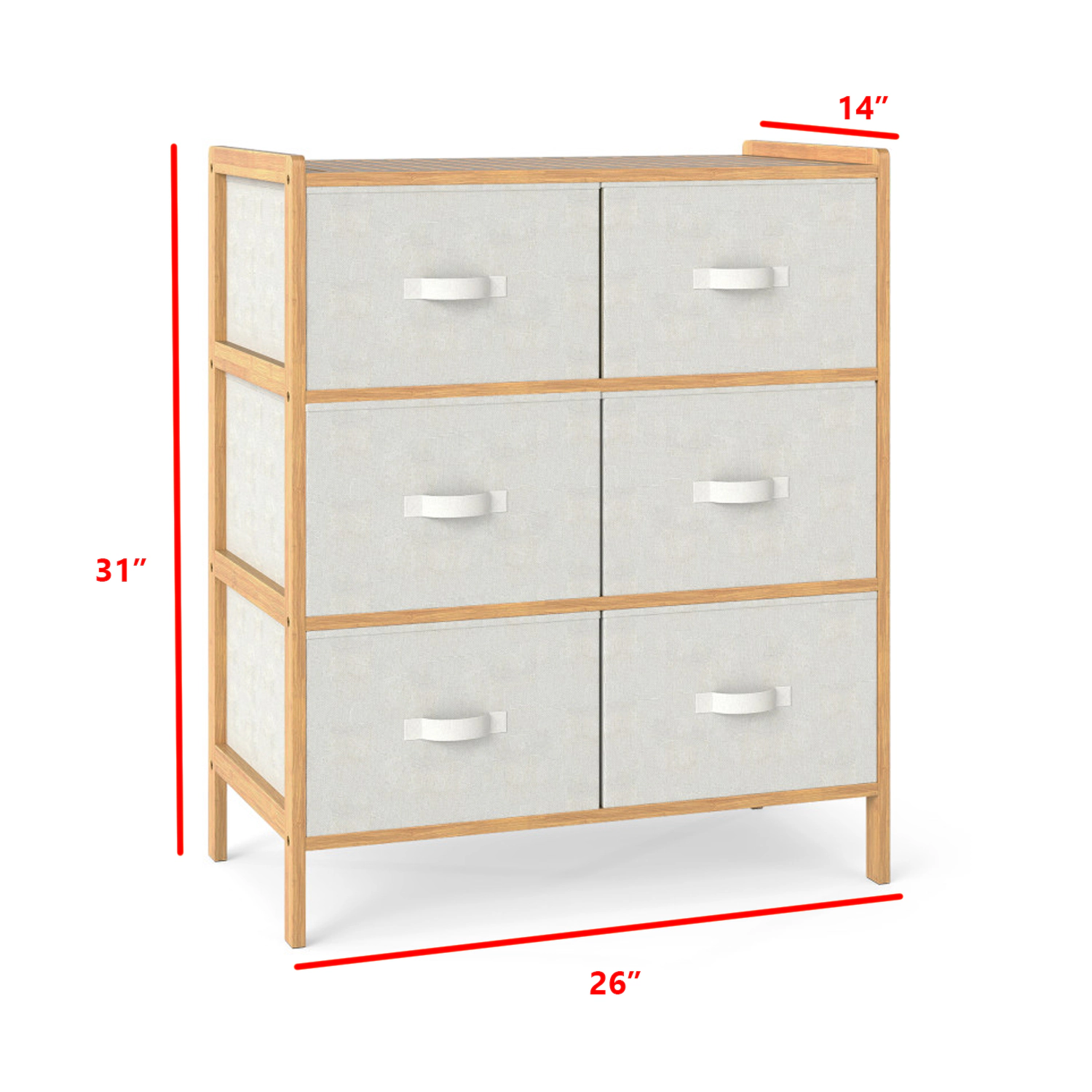 Hivvago Fabric Storage Chest with Six Folding Bins for Home Organization