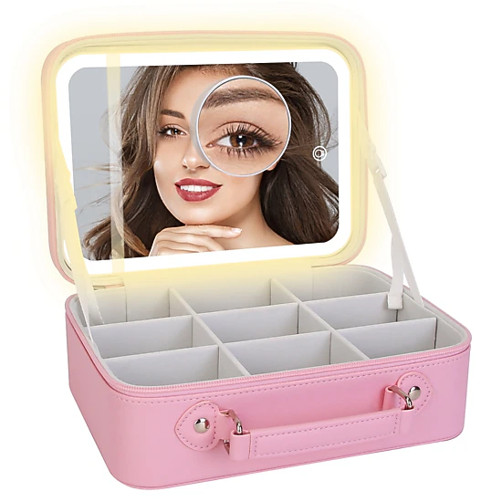 GBruno LED Lighted Travel Makeup Bag With Mirror