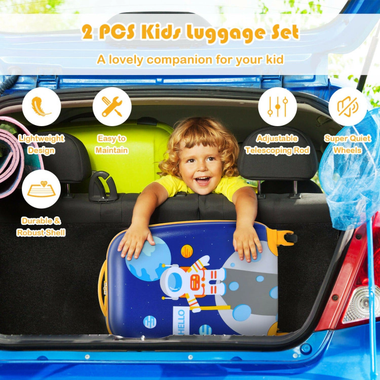 Hivvago 2-Piece Kids Travel Luggage Set with Backpack and Rolling Suitcase