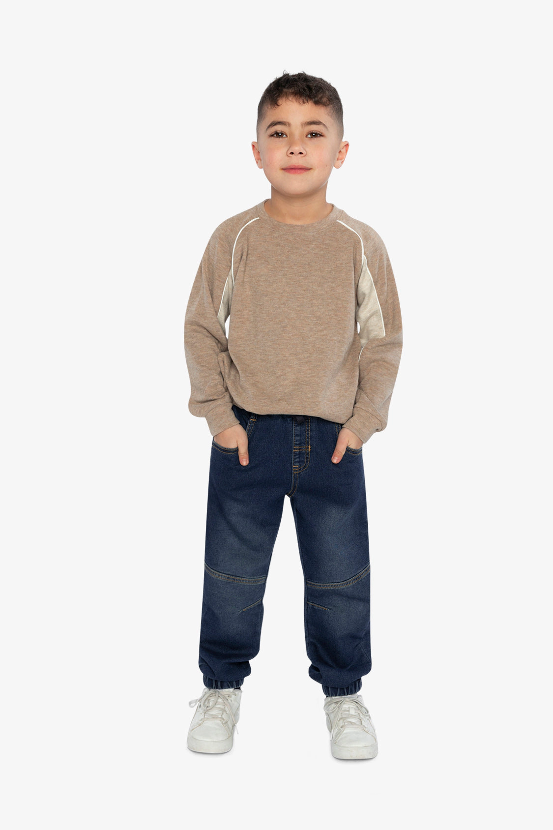 Deux par Boys Brushed Jersey Crewneck Top with Raglan Sleeves