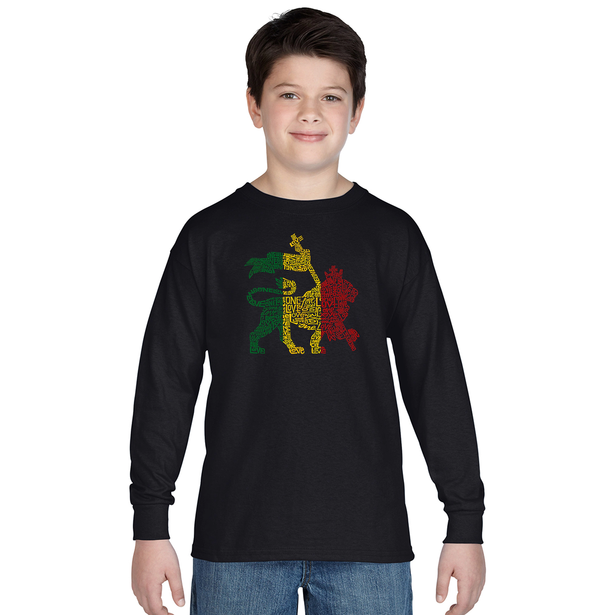 LA Pop Art Boys Long Sleeve T-Shirt -  Rasta Lion
