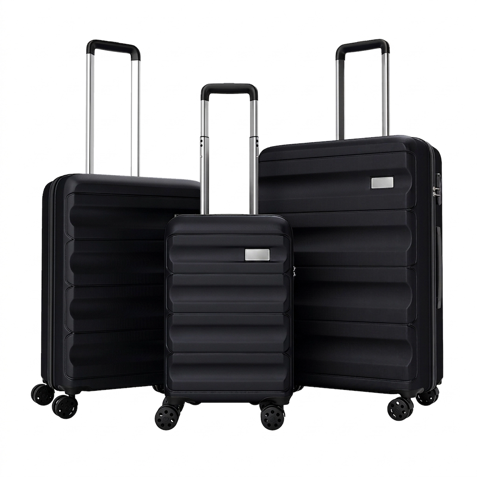 SUGIFT Black 3-Piece Hardside Luggage Set 20-in Carry-On 24-in and 28-in Checked Lightweight ABS Suitcases