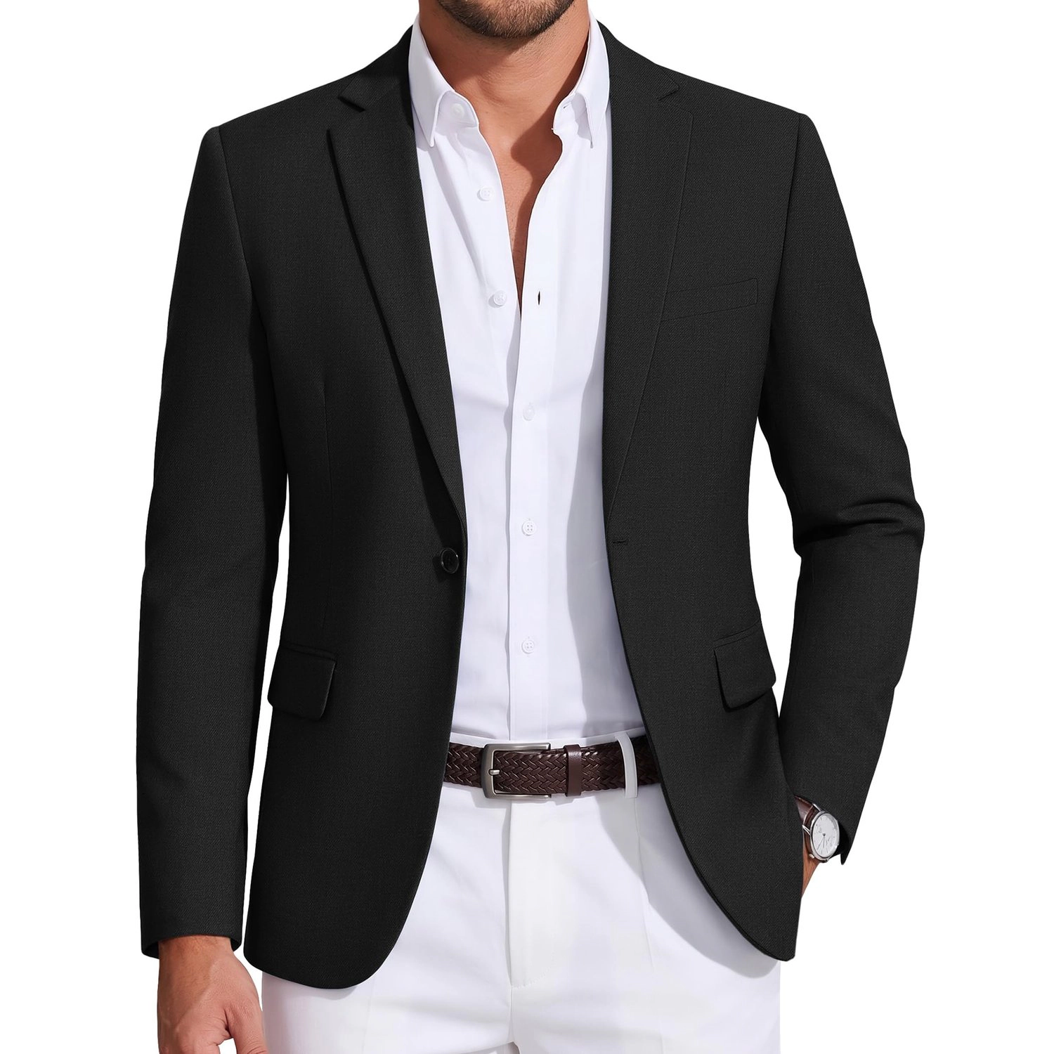 COOFANDY Mens Dressy Casual Blazer One Button Notch Lapel Slim Fit Sport Coat Fall
