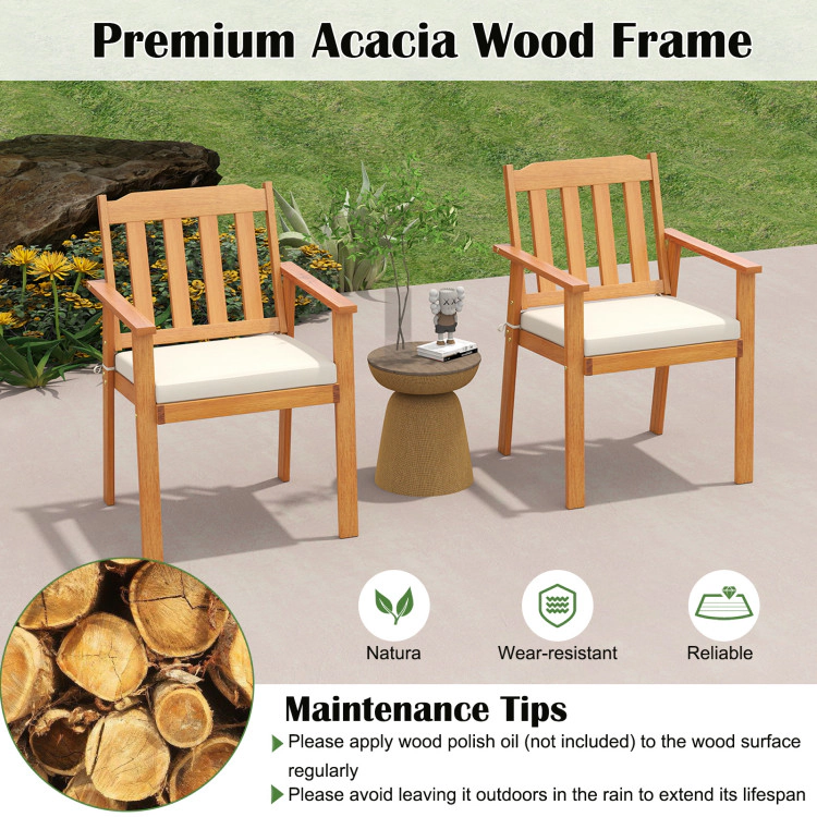 Hivvago 6 Pieces Patio Dining Table Set 63” Rectangle Table With 4 Acacia Wood Armchairs And Backless Bench