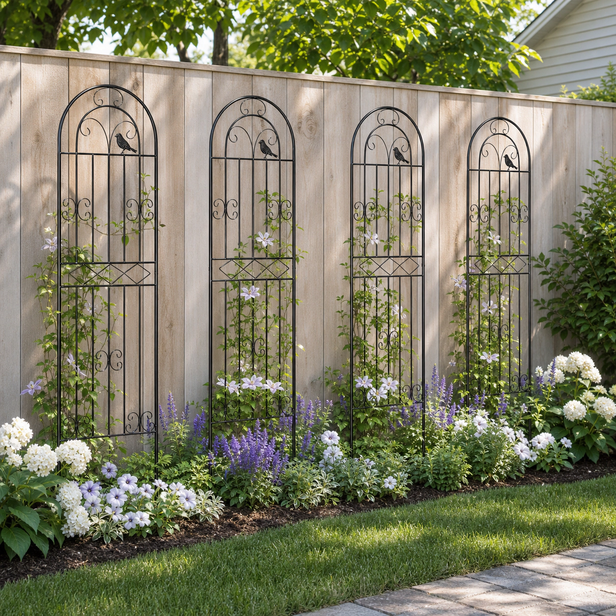 EP Light 70.8" H x 19.7" W Metal Garden Trellis with Black Coating
