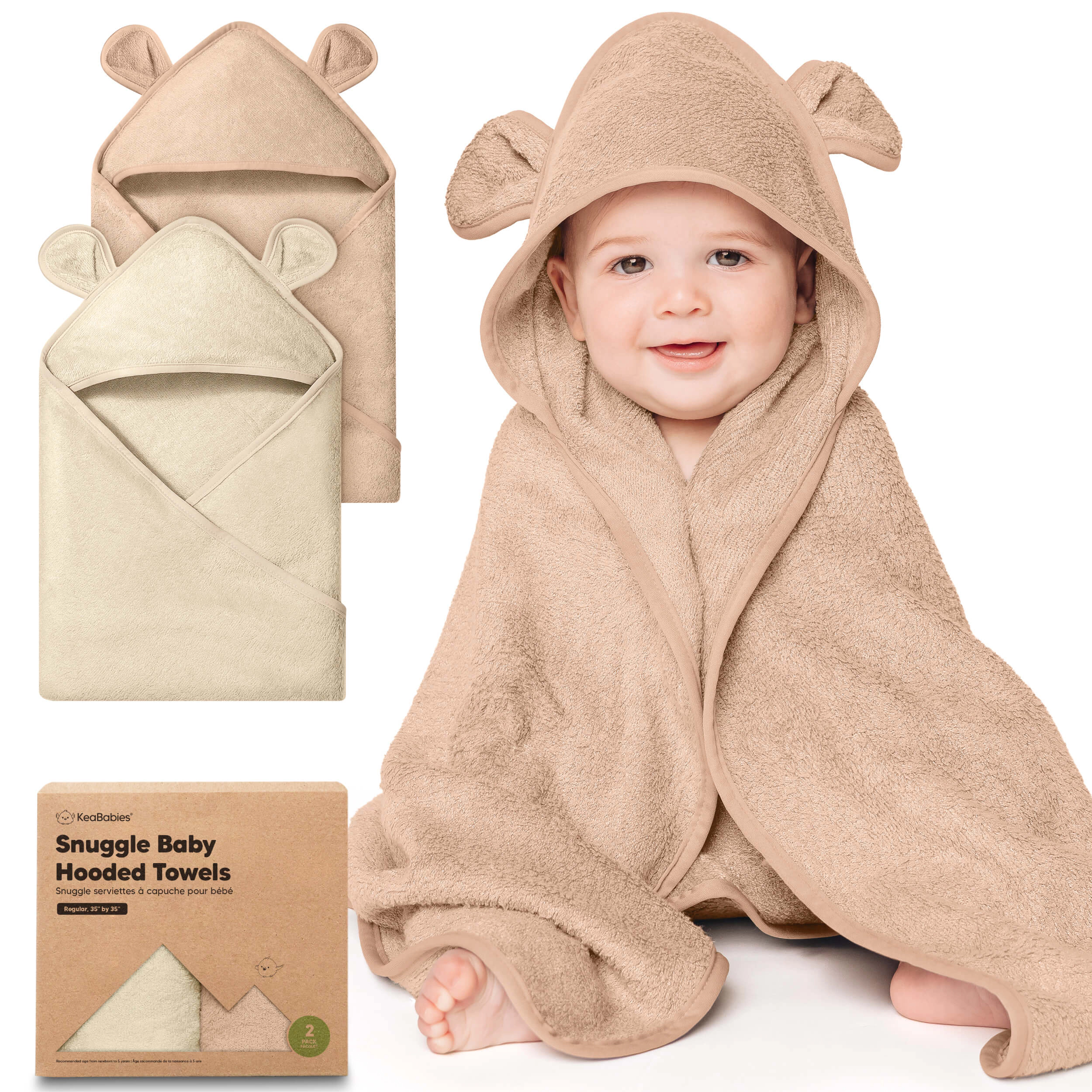 KeaBabies 2-Pack Snuggle Hooded Towels