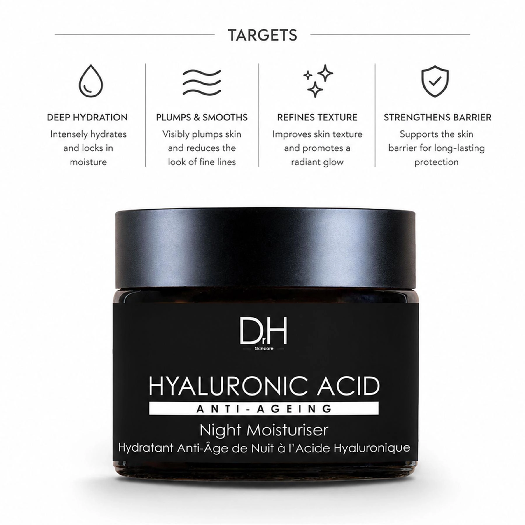 Dr H Hyaluronic Acid Renewal Night Moisturiser 60ml - Plumping & Radiance