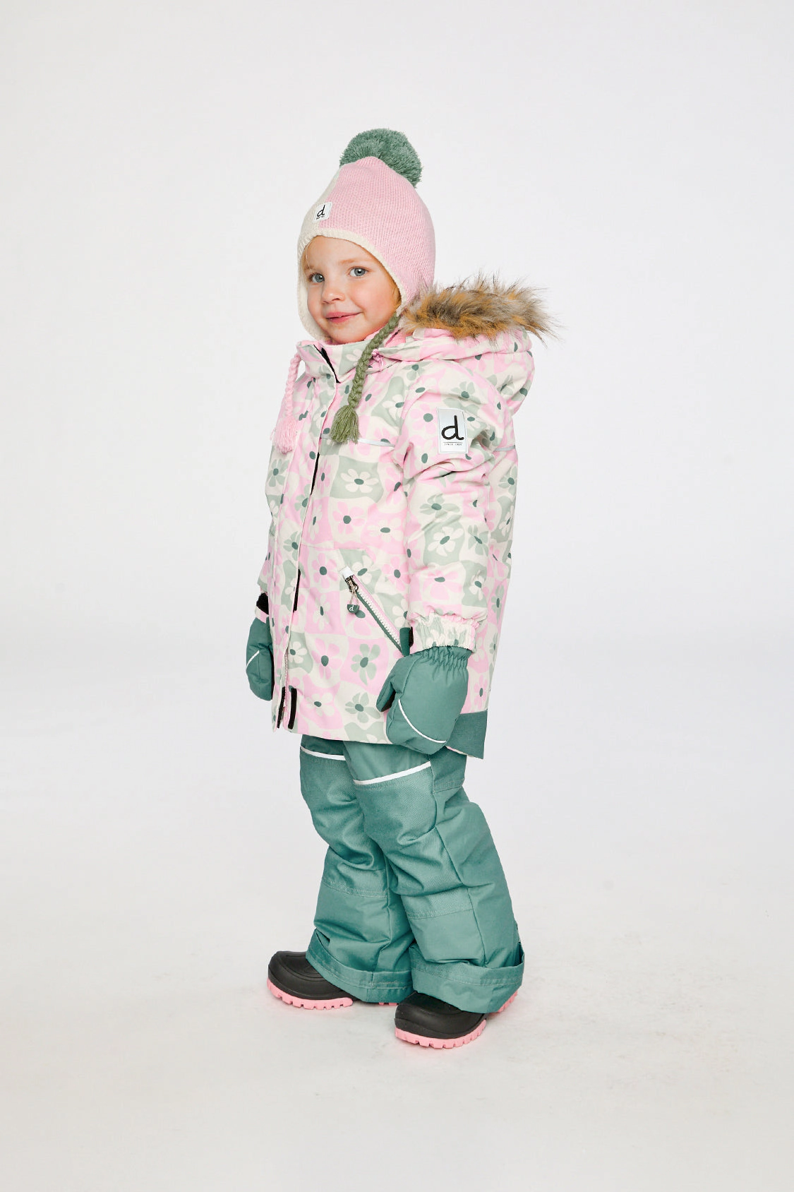 Deux par Girls Retro Print Two Piece Discover Snowsuit with Hooded Jacket and Snow Pants