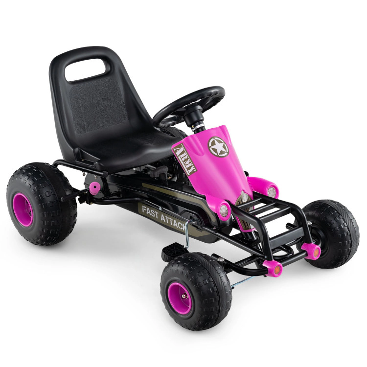 Hivvago Kids Pedal Go Kart with Steering Wheel and Gear Shifter and Handbrake