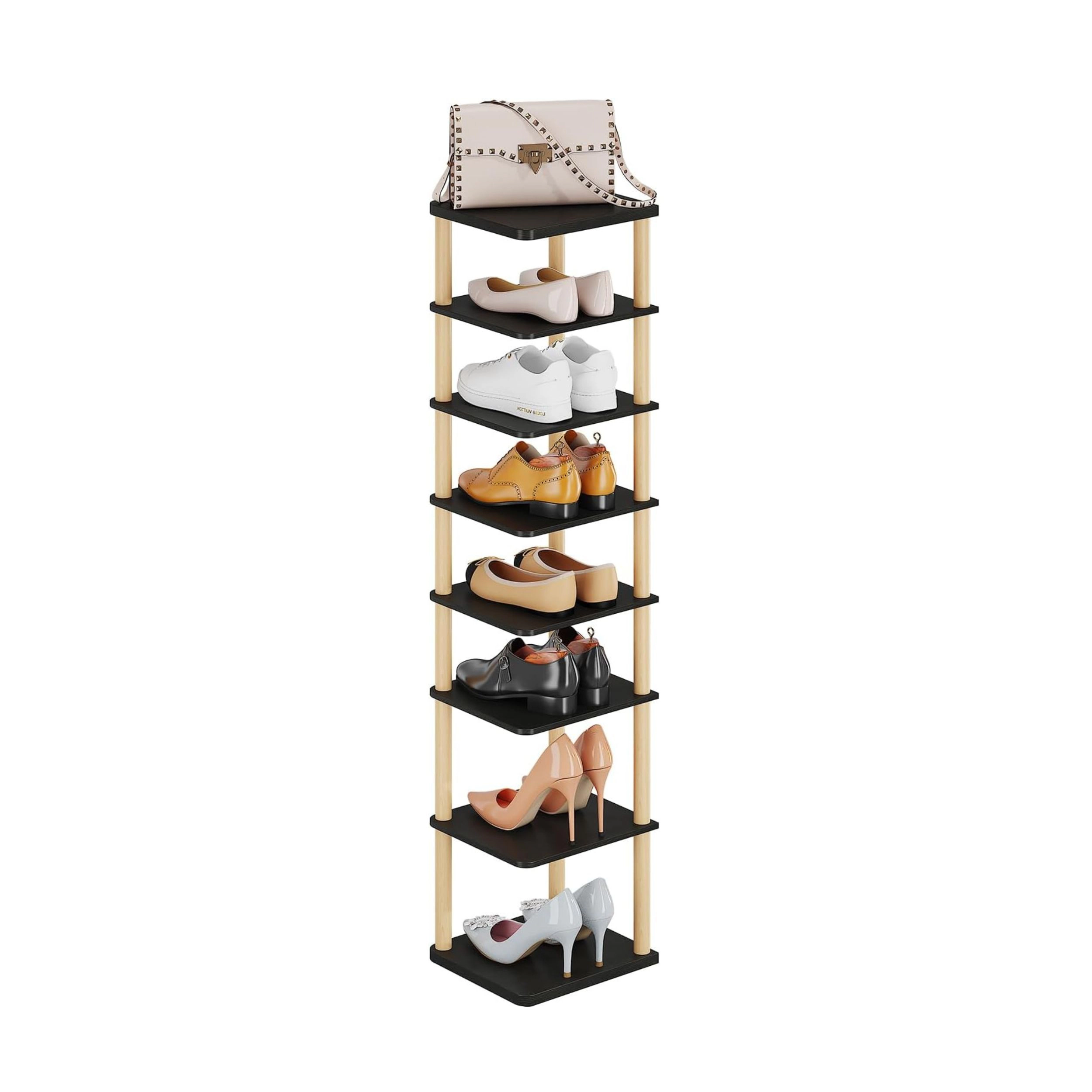 Stock Preferred 8-Tier Vertical Shoe Rack Tall Narrow Freestanding Organizer Shelf
