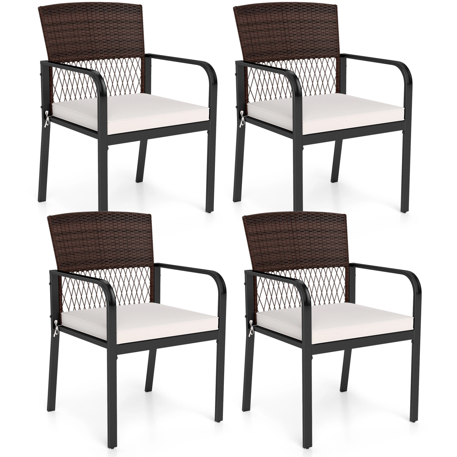 LJG Outdoor Dining Chairs Set of 4 with Padded Cushion and Adjustable Feet for Patio