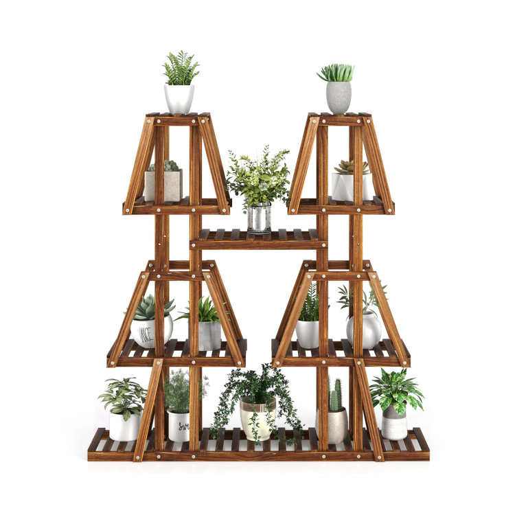 Hivvago 5-Tier 10 Potted Wood Plant Stand for Multiple Plants