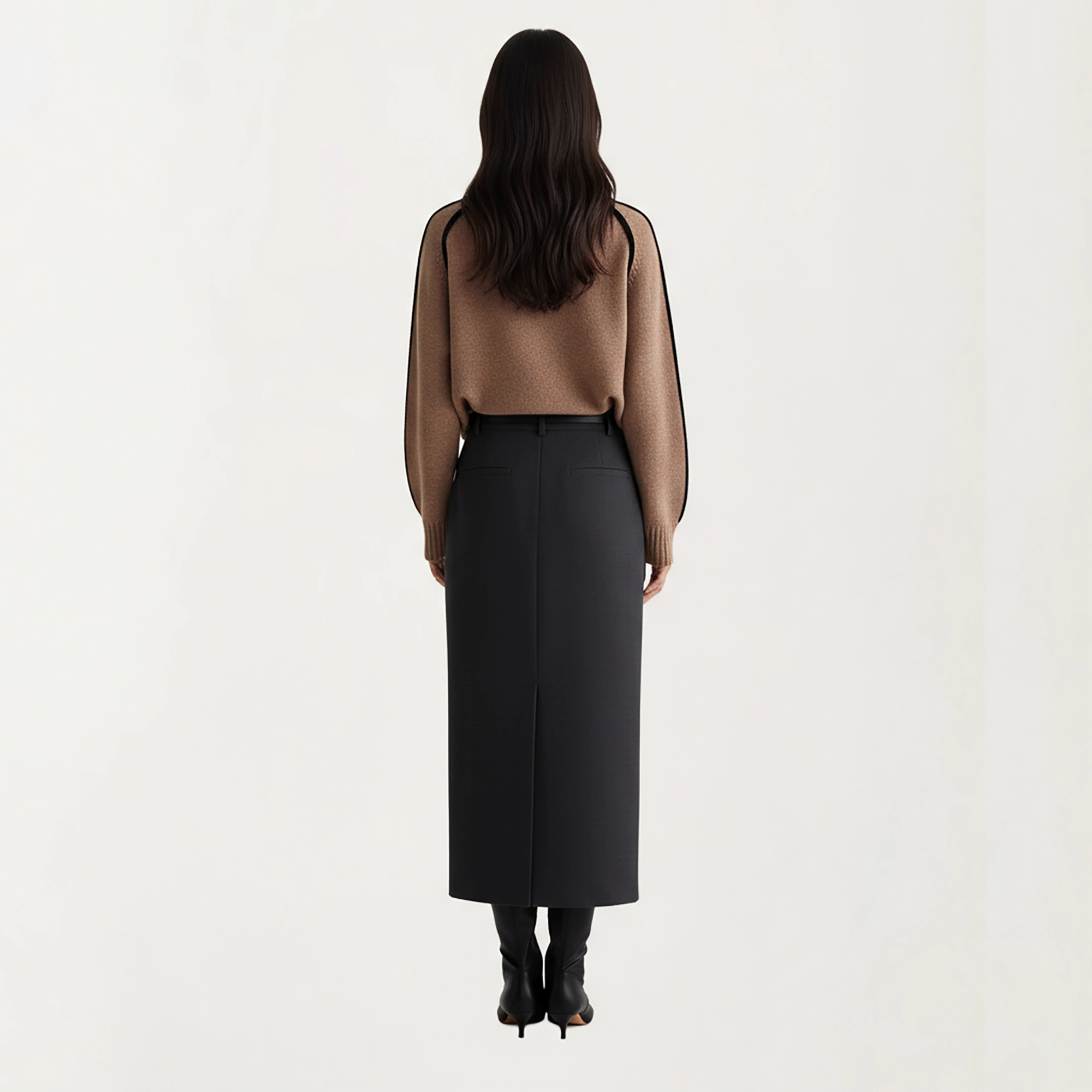 Anna-Kaci Women's Turtleneck Pullover Top with Contrast Trim Details and Ribbed Hemline for a Clean Modern Silhouette
