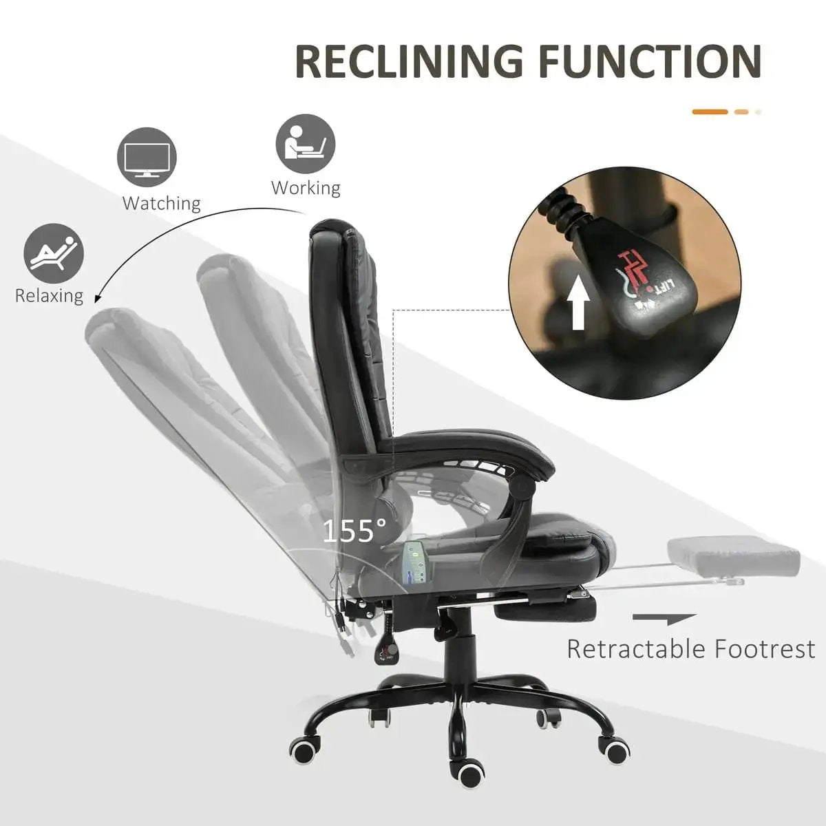 Platinum-Level Office Chairs Ergonomic Vibration Massage Office Chair with Lumbar Support &