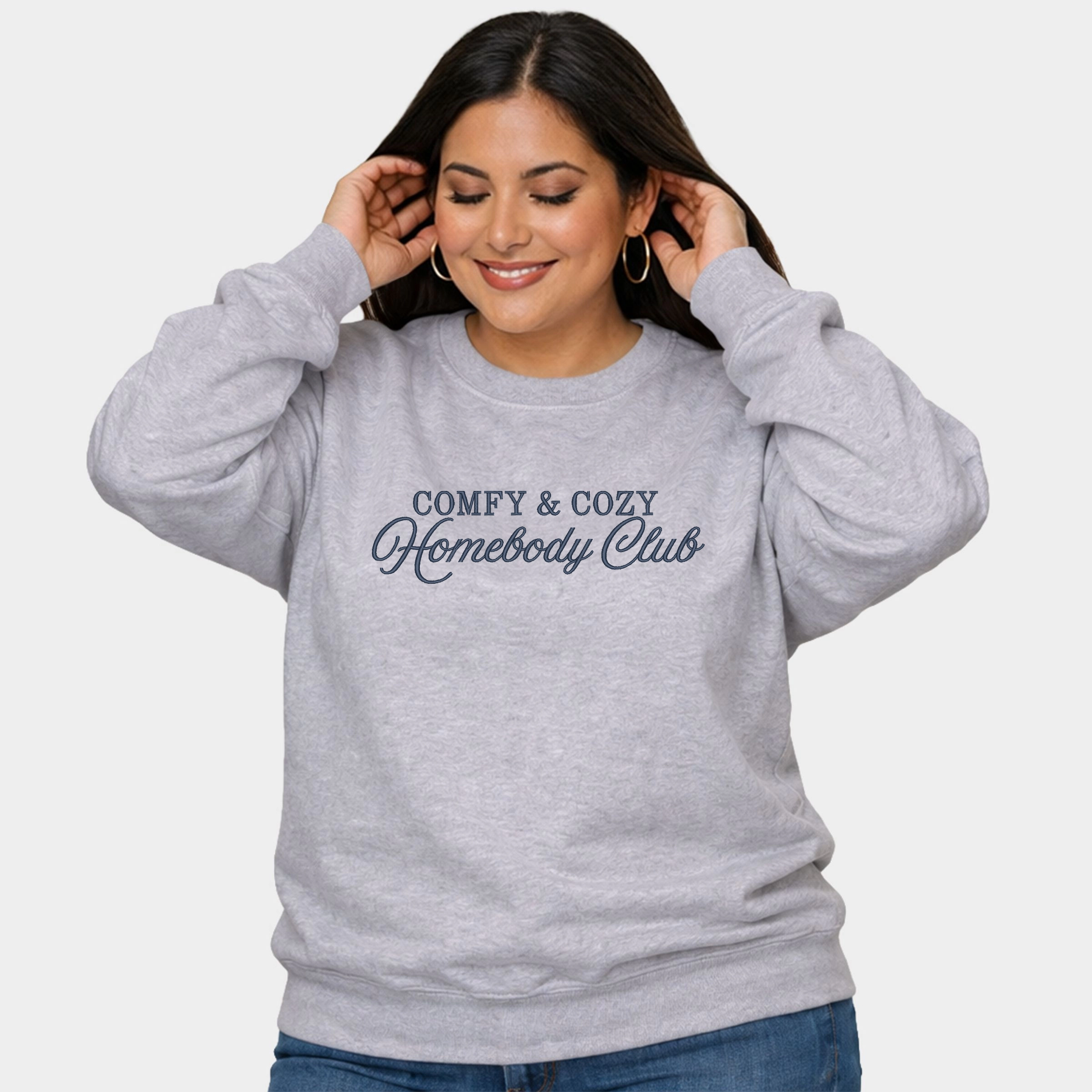 Simply Sage Market - Embroidered Comfy & Cozy Homebody Club  Women's Plus Sized Graphic Sweatshirt