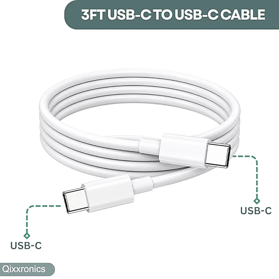 Qixxronics USB C to USB C Charging Cable 3FT 4Pack, Type C Data Sync Charger Cord for iPhone 17/16/15, iPad Pro/Air 5