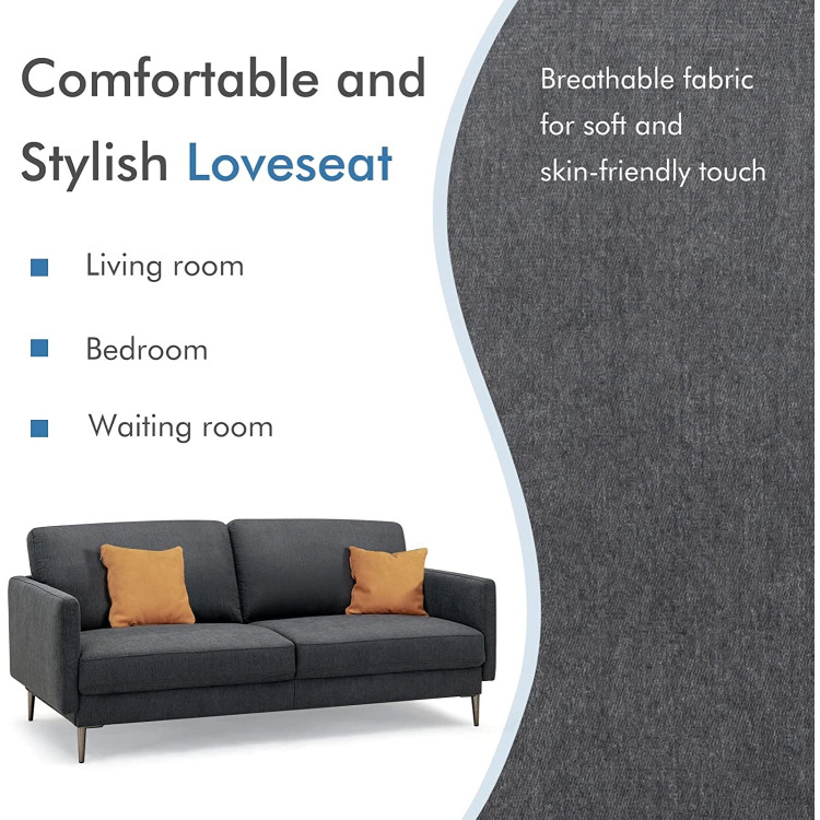 Hivvago Contemporary Loveseat Sofa with Plush Back Cushions for Enhanced Comfort