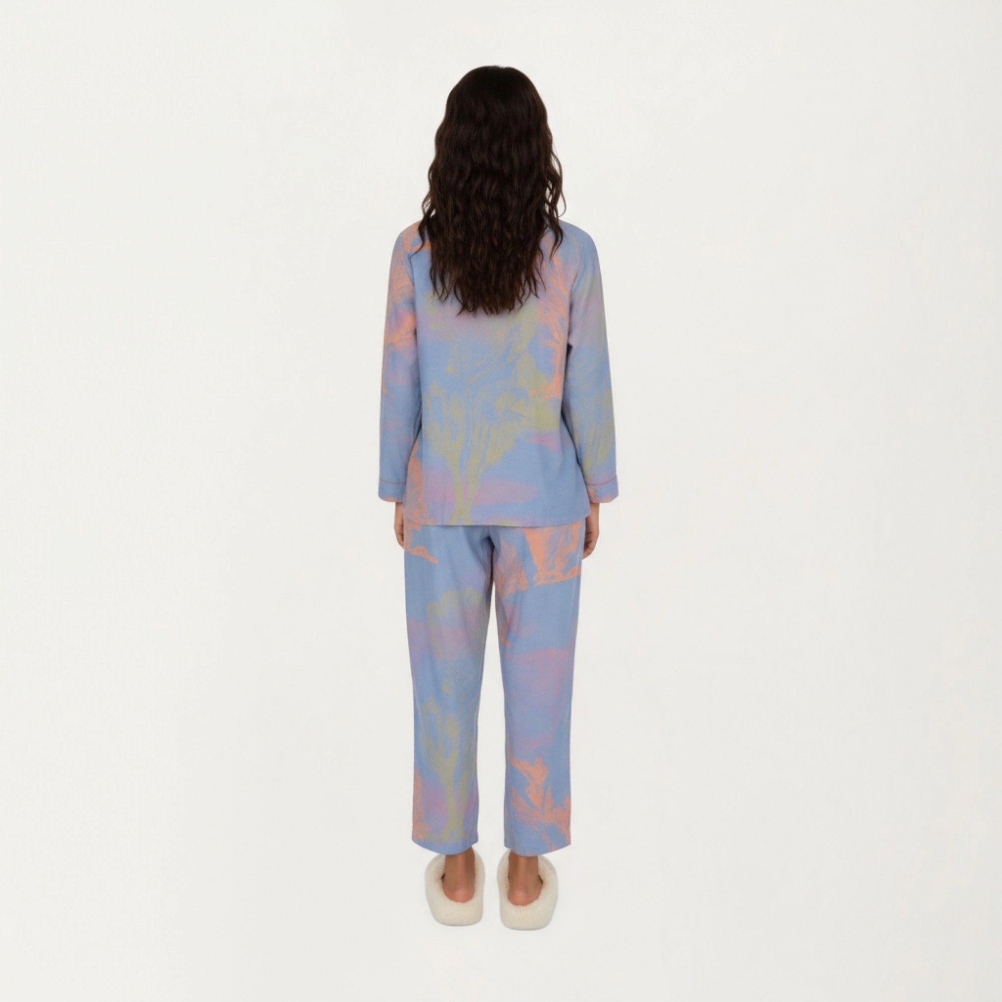 Anna-Kaci Women's 2-Piece Long Sleeve Button Front Top Relaxed Fit Pants Pajama Set with Abstract Print
