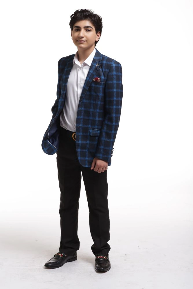 Elie Balleh Boys Slim Fit Wild Plaid Jacket