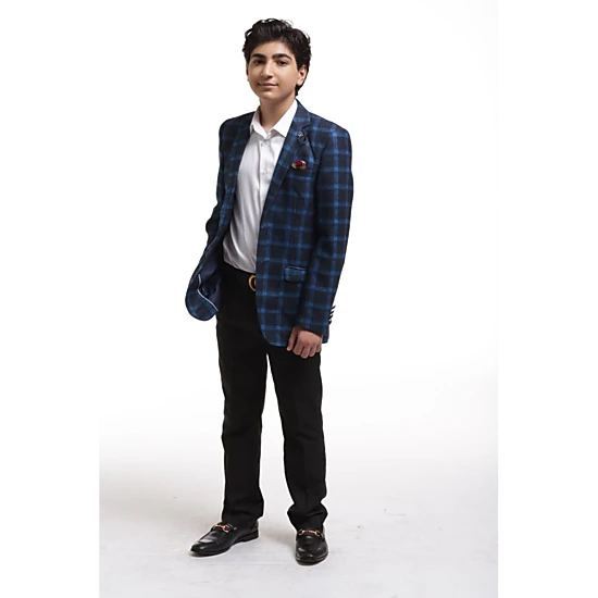 Elie Balleh Boys Slim Fit Wild Plaid Jacket