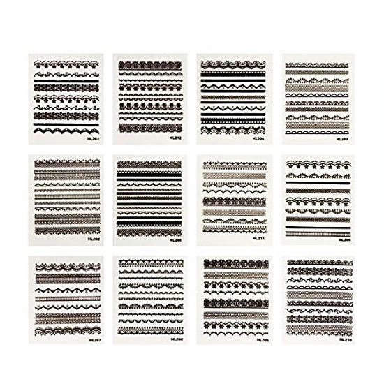 Wrapables Black Lace Nail Stickers Nail Art Lace Nail Decals, Random ...