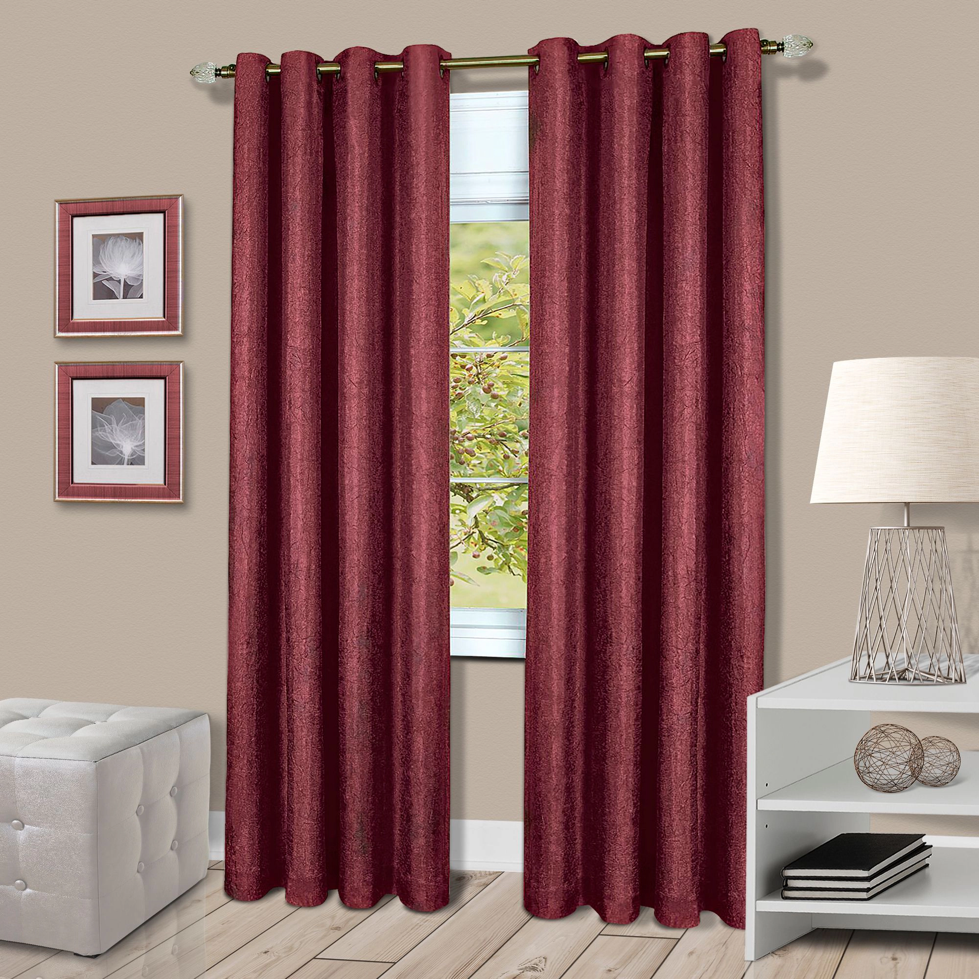 Kate Aurora  Vesper Room Darkening Grommet Top Crinkled Satin Lined Single Window Curtain Panel