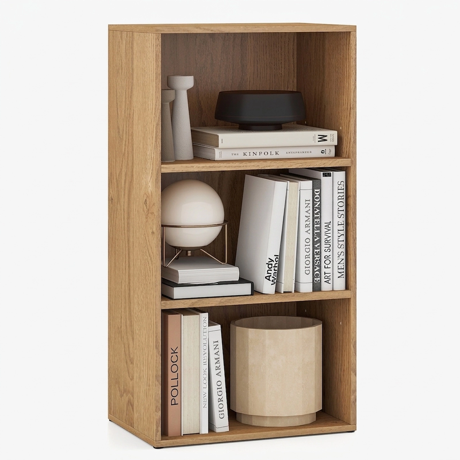SUGIFT Natural 3-Tier Cube Bookcase with 5-Position Adjustable Shelves