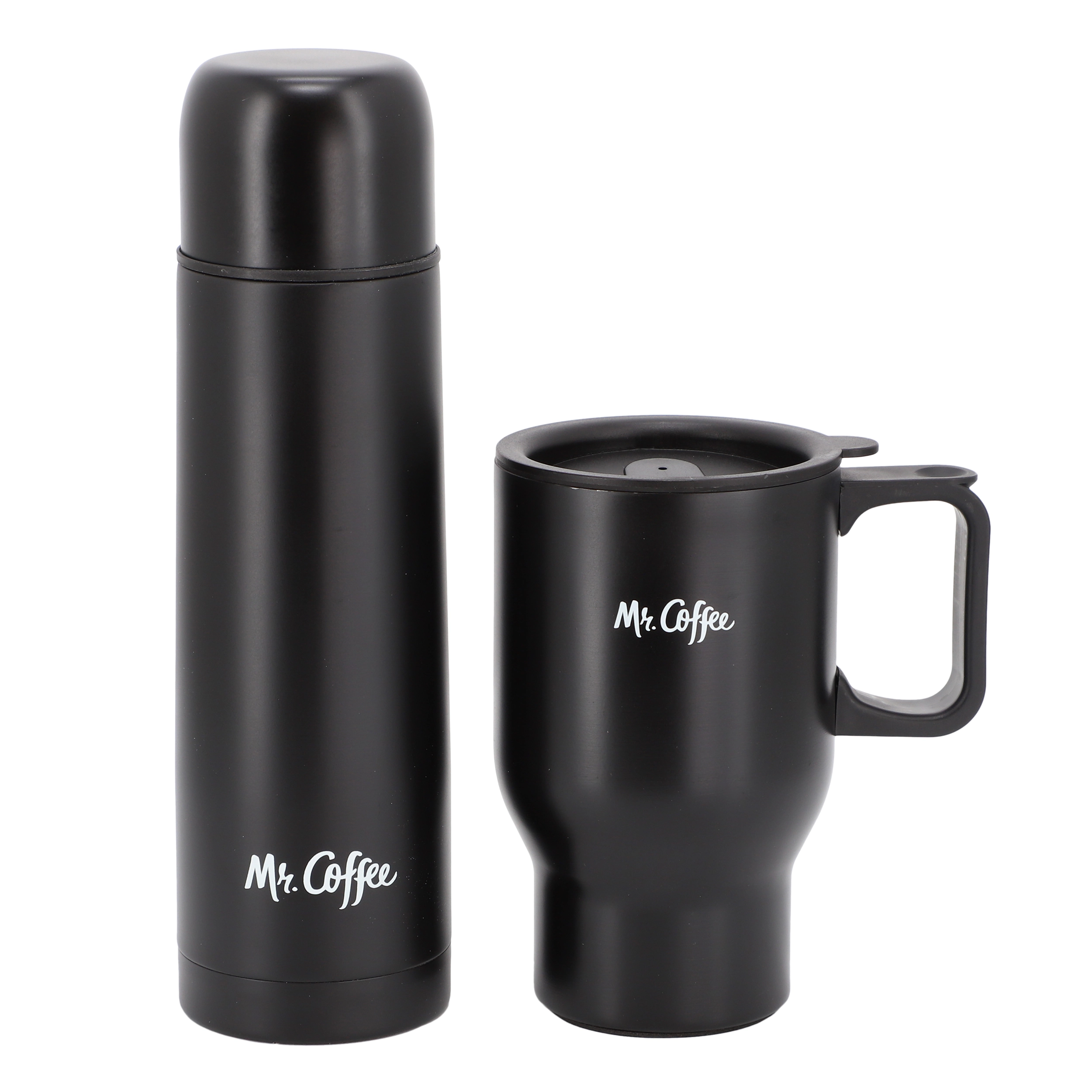 Mr. Coffee Javelin 2 Piece Thermal Bottle and Travel Mug Set Silver