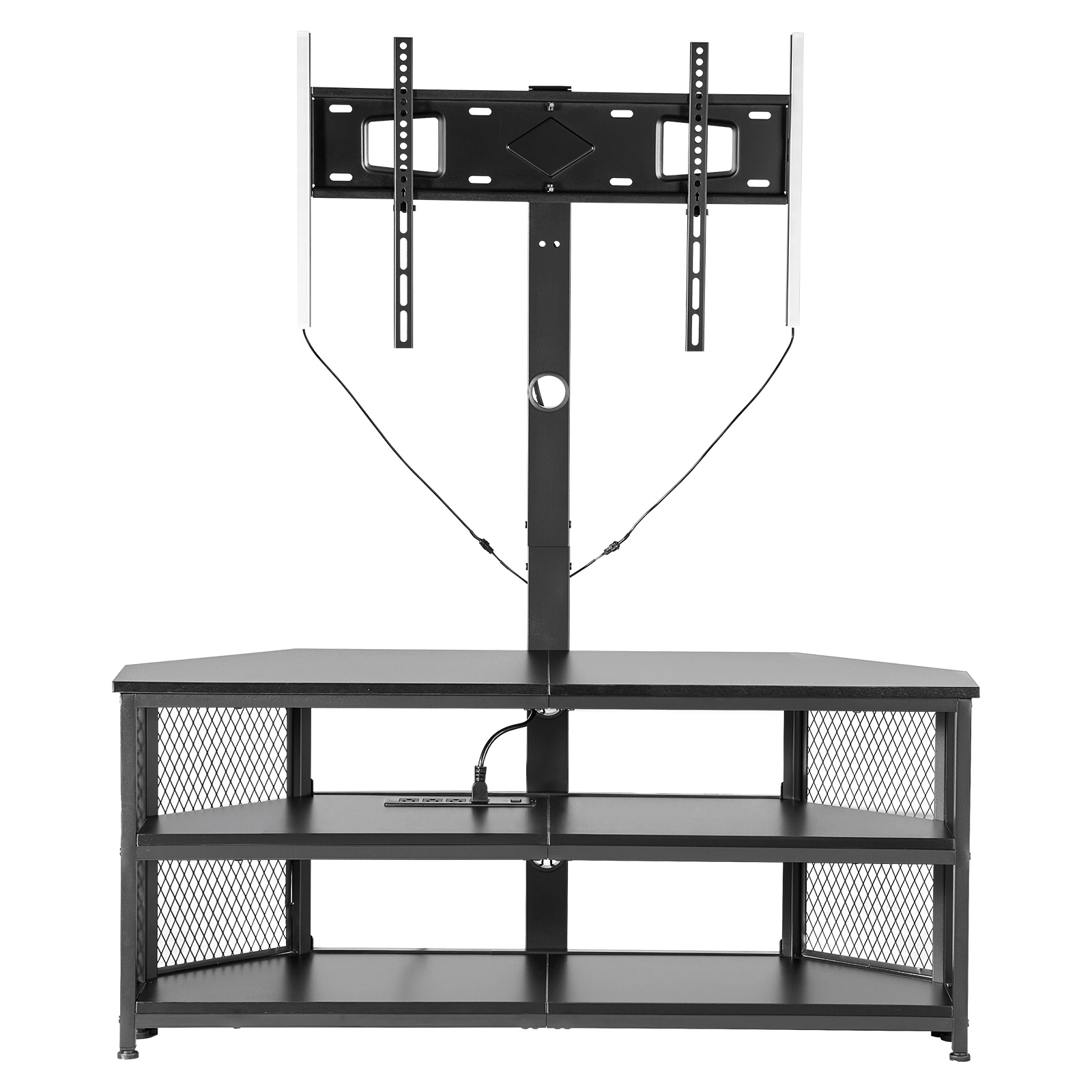 HONGGE TV Stand Console with Power Outlet for 32-75 Inch TVs, Height Adjustable Entertainment Center with Storage