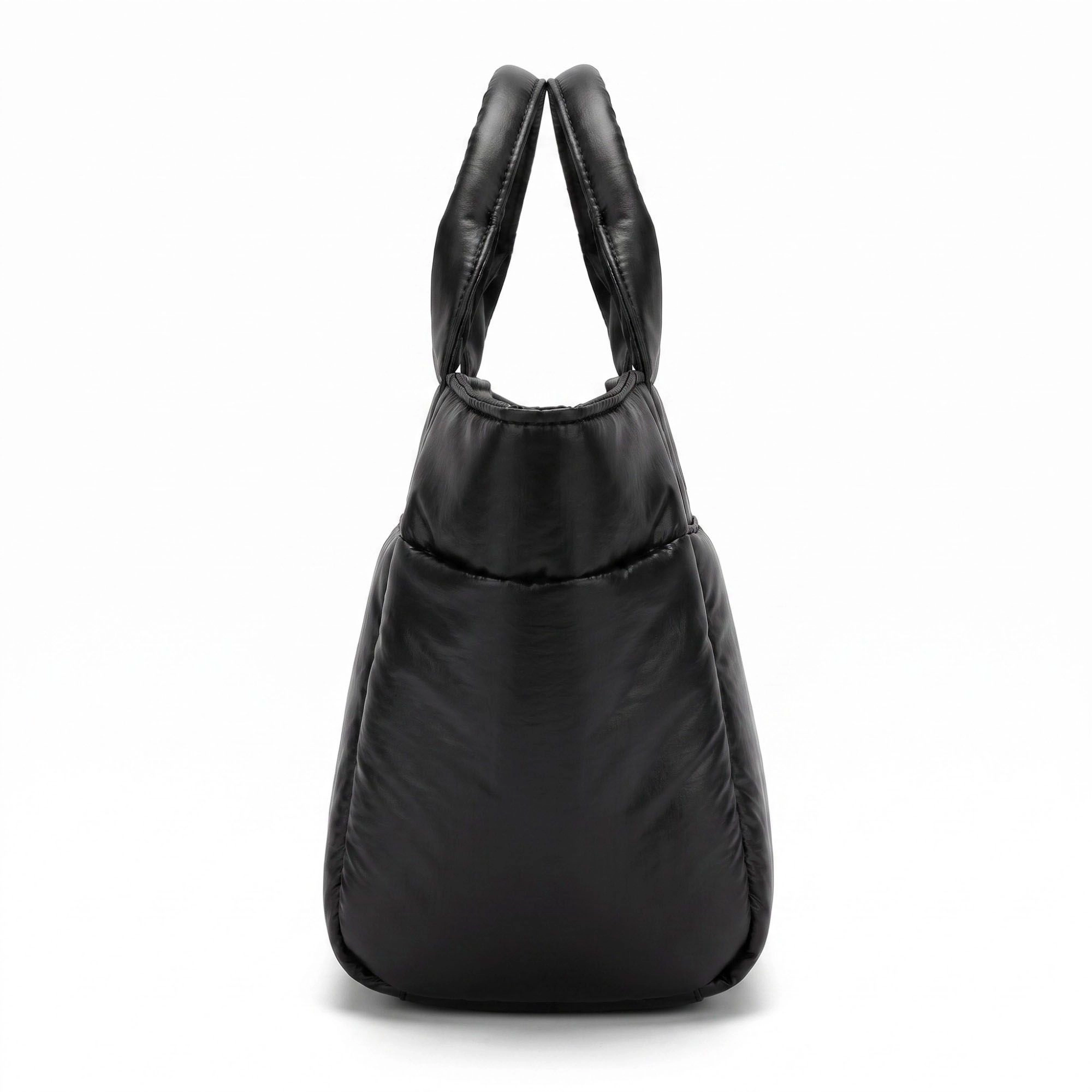 Alilang Women's Padded Puffer Tote Bag with Rounded Top Handles and Exterior Front Pocket 13x6.5x4in