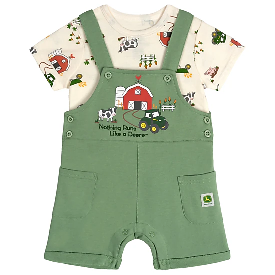 John Deere Boys' 2-Piece Shortall and T-Shirt Set