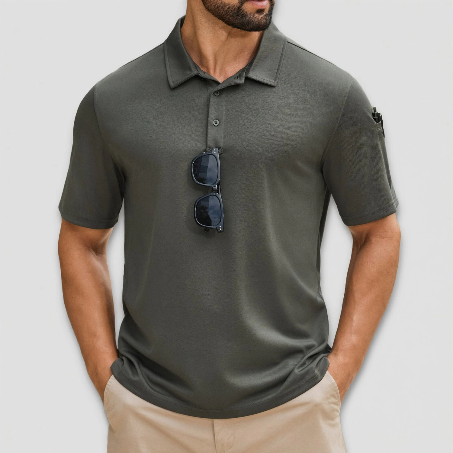 COOFANDY Mens  Short Sleeve Polo Shirts Solid Button Placket Casual Golf Tops