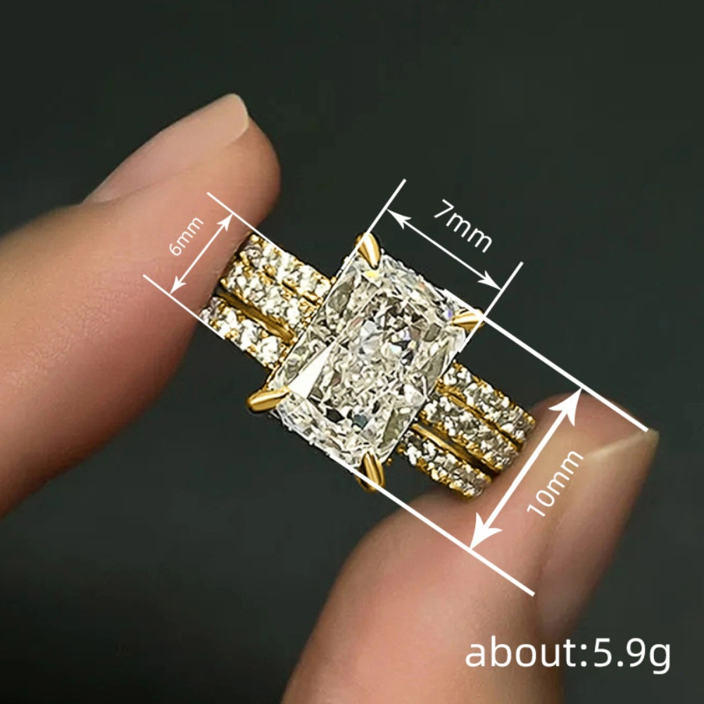 Luxury 3Pc/Set Rings with Geometric Cubic Zirconia Fashion Female Engagement Jewelry