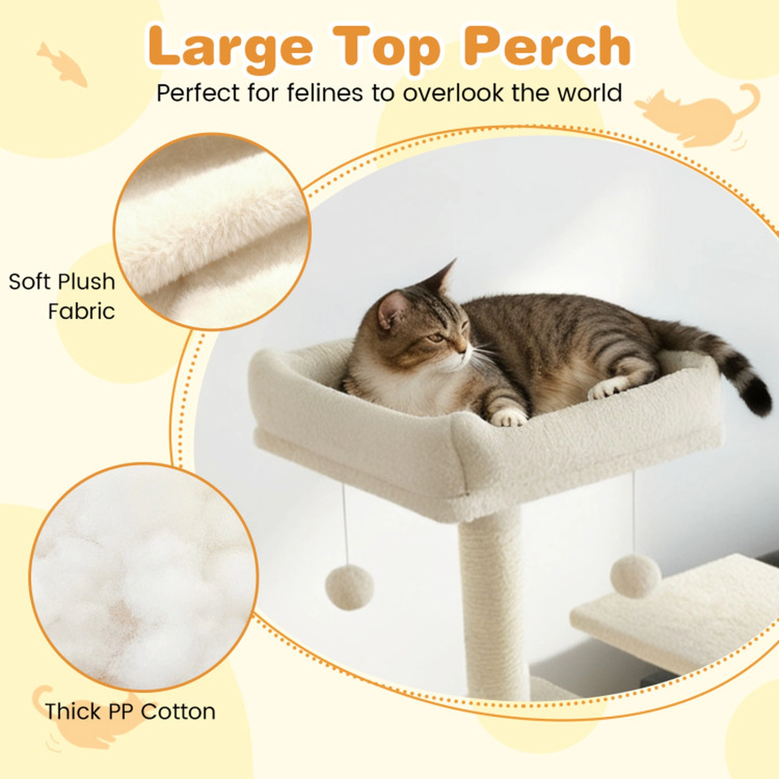 SUGIFT 58 Modern Cat Tree with 2 Condos Upholstered Perch and Hammock