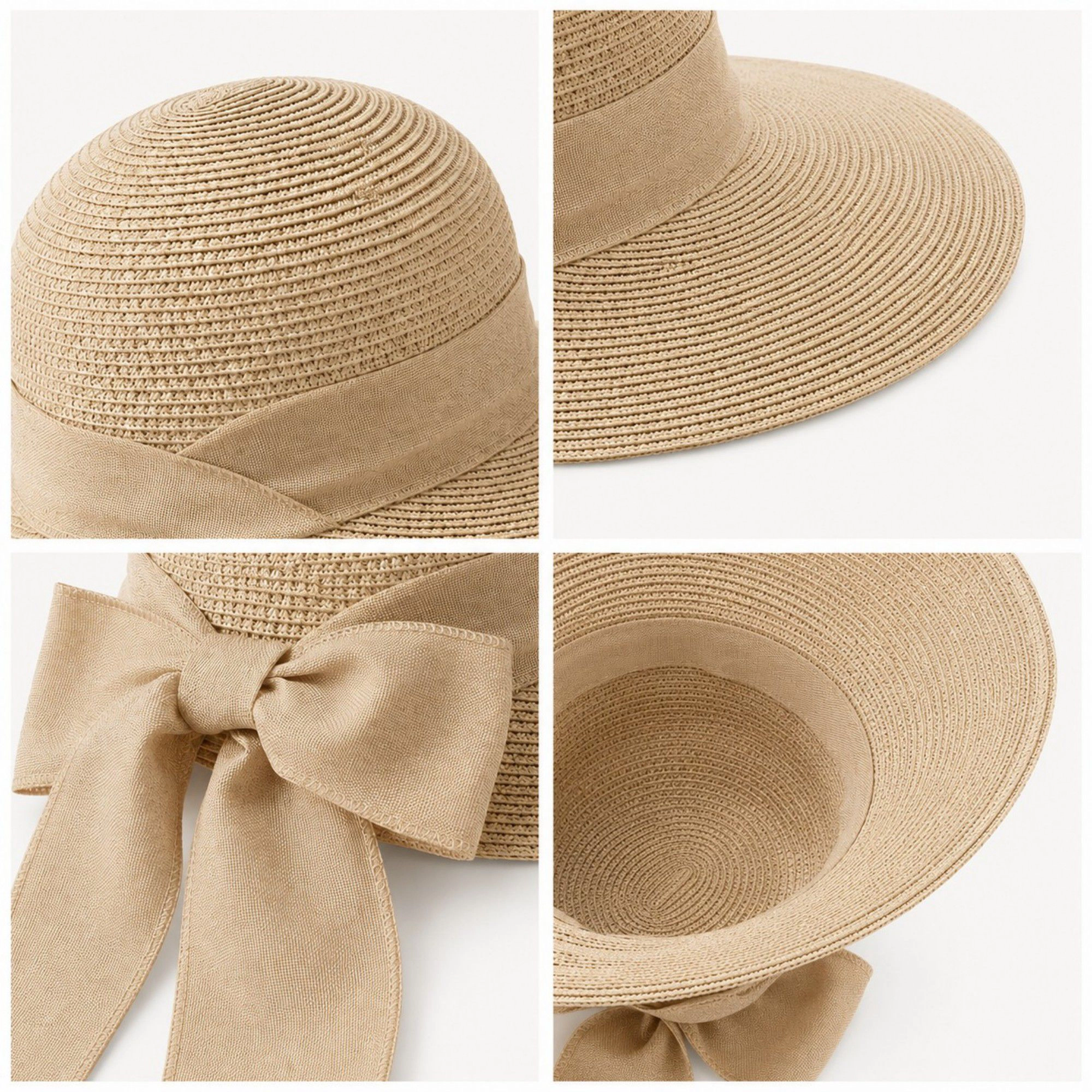 Anna-Kaci Women's Summer Sun Hat for Women - Wide Brim Straw Hat with Elegant Bow Detail
