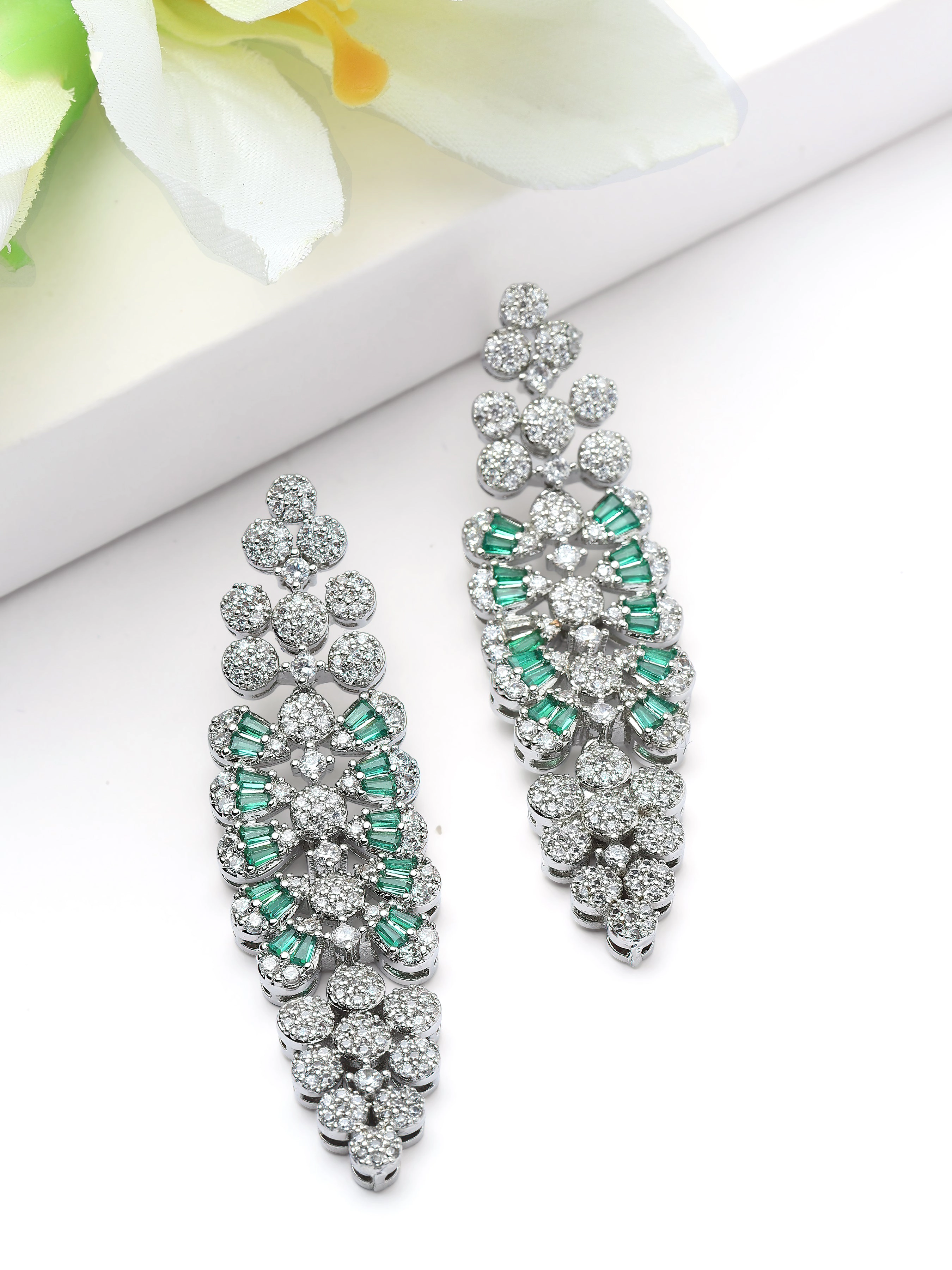 AGP PARIS Womens Luxe Floral Cluster Statement Drop Earrings