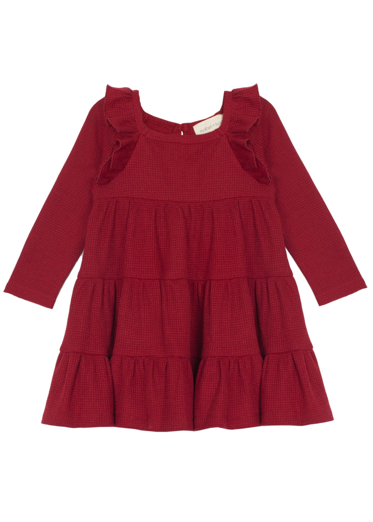 Mabel and Honey Berry & Olive Waffled Knit Dress