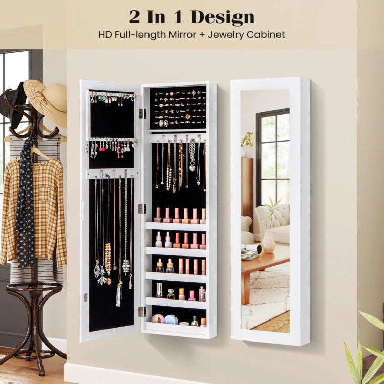 Hivvago Wall Mounted Jewelry Cabinet with Mirror