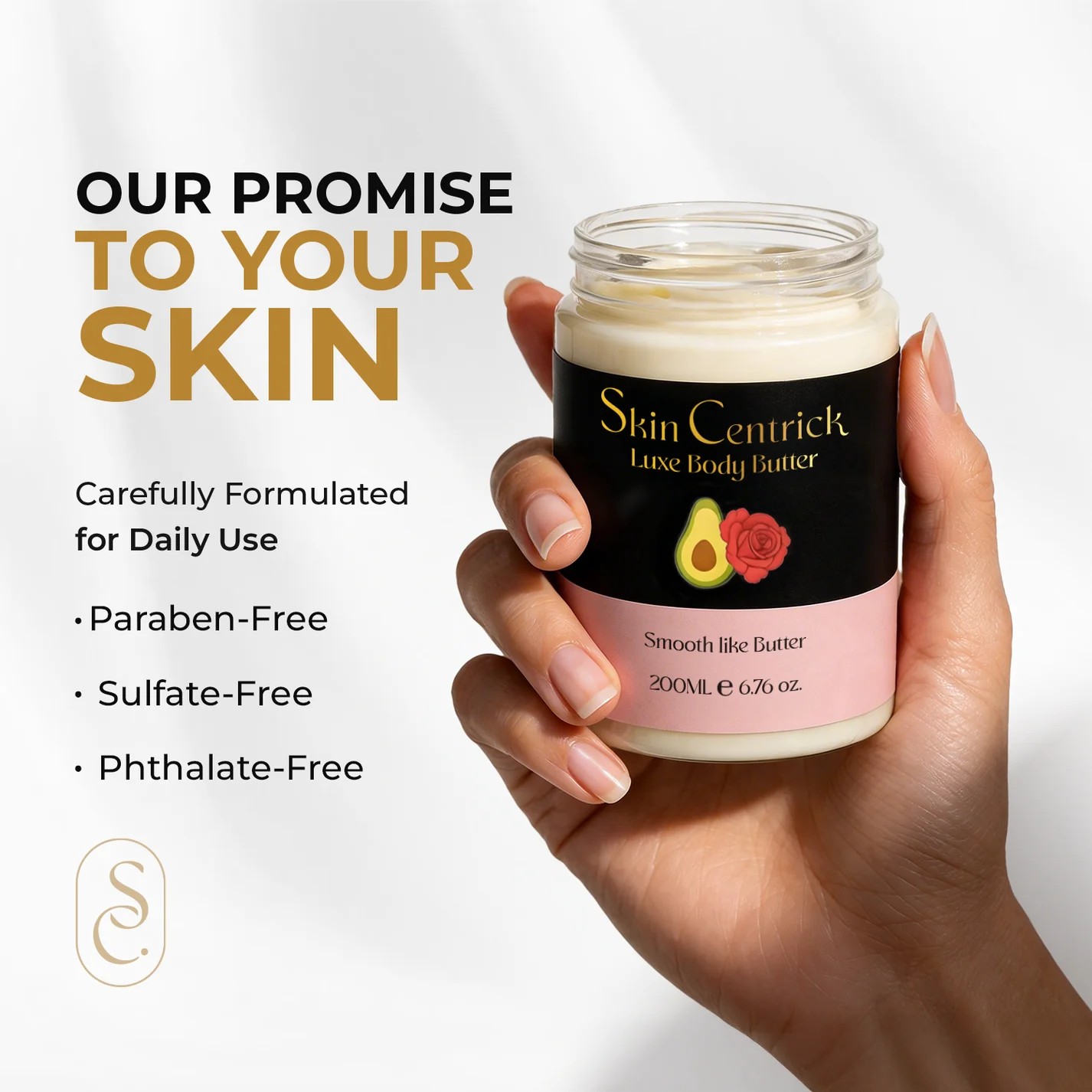Skin Centrick Rose Shea Body Butter – Deep Hydration Moisturizer for Dry Skin
