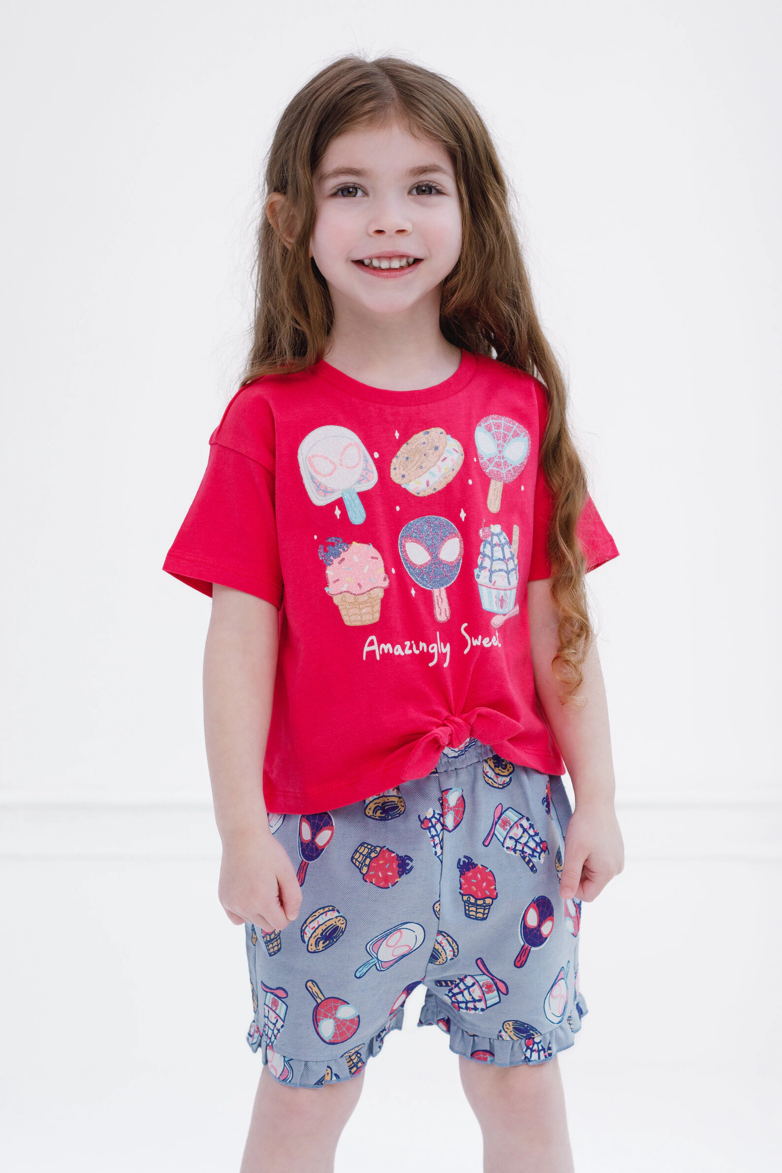 Marvel Spider-Man Girls' 2-Piece T-Shirt and Shorts Set