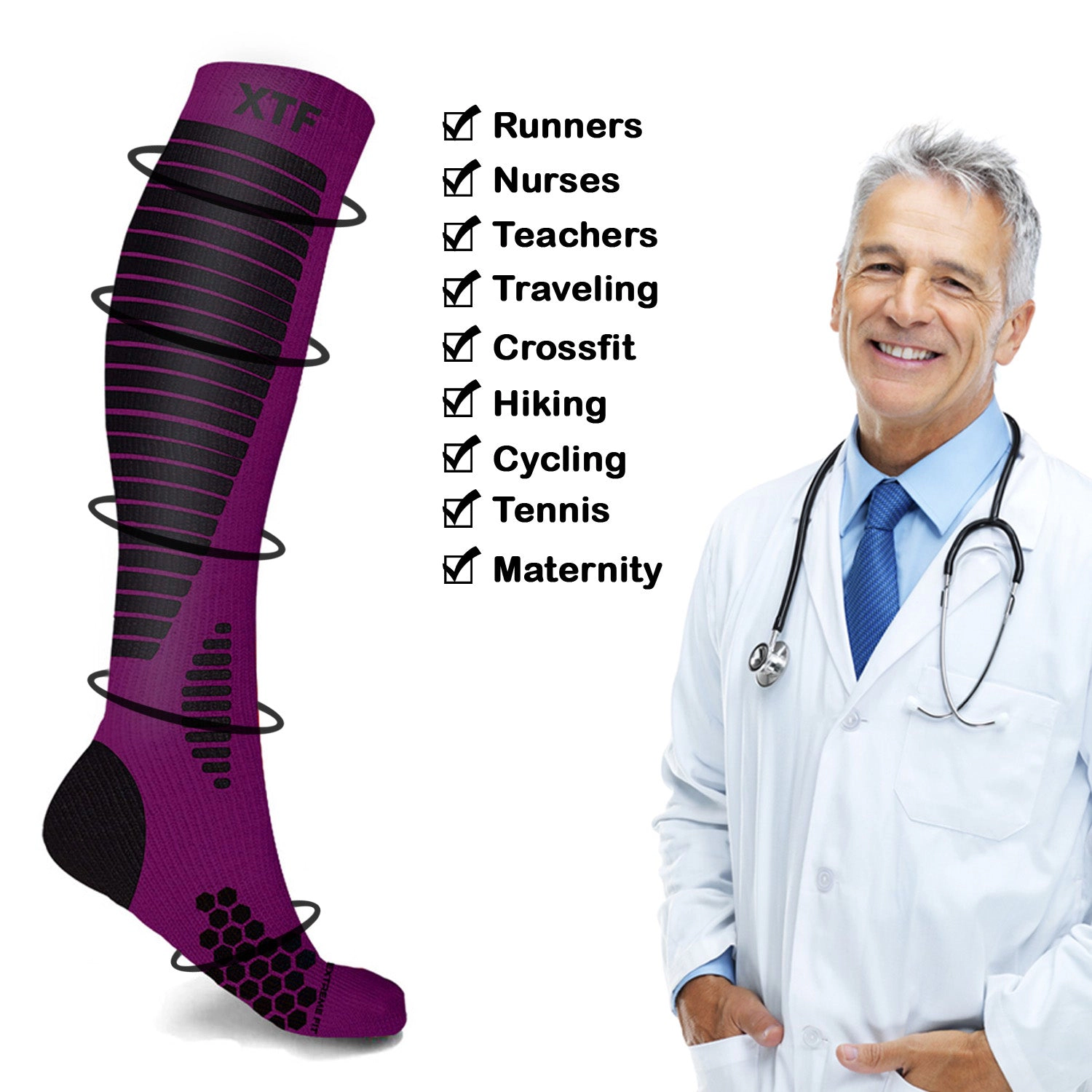Extreme Fit Copper Compression Socks - Knee High For Running