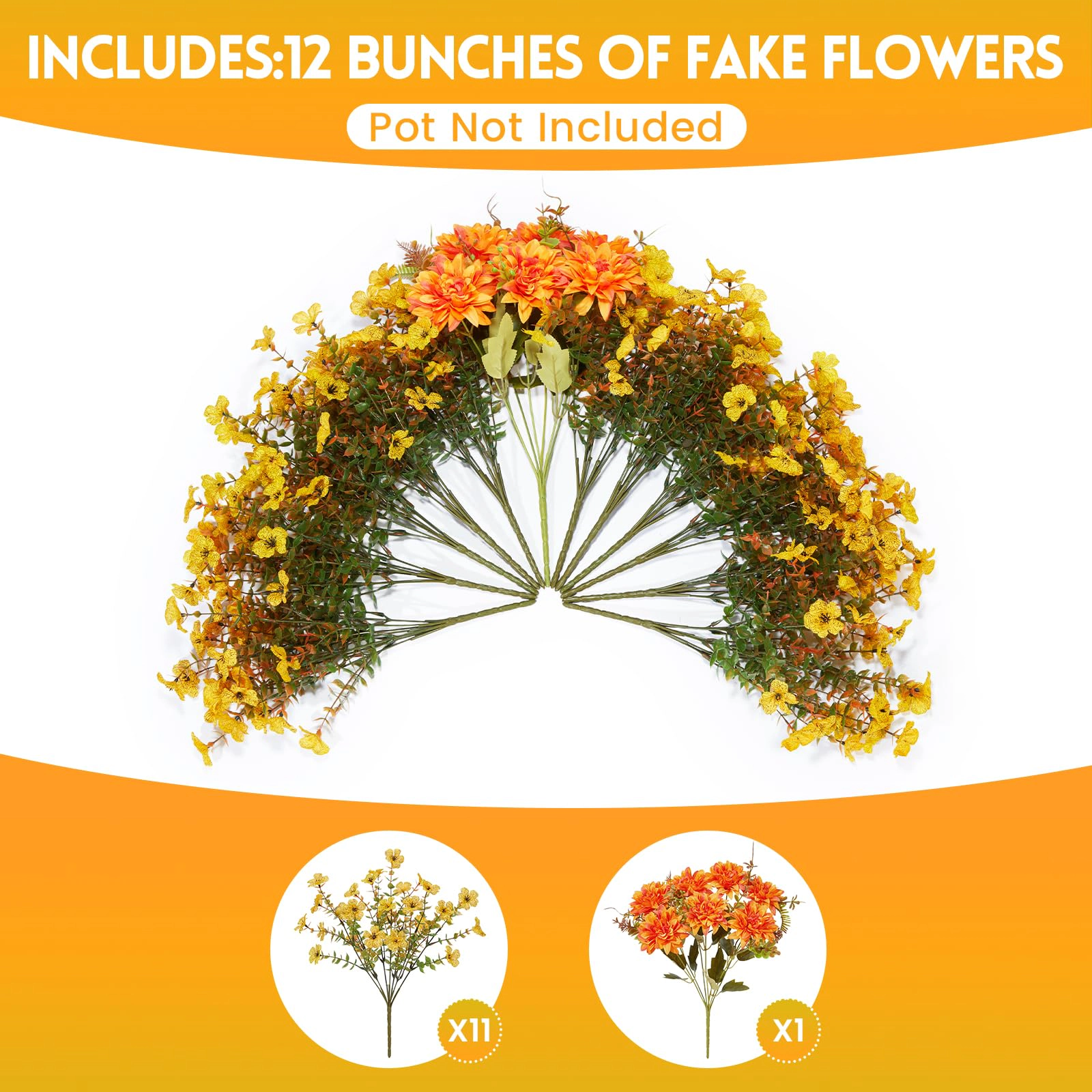 PUPWE Artificial Flowers Outdoor UV Resistant Decor