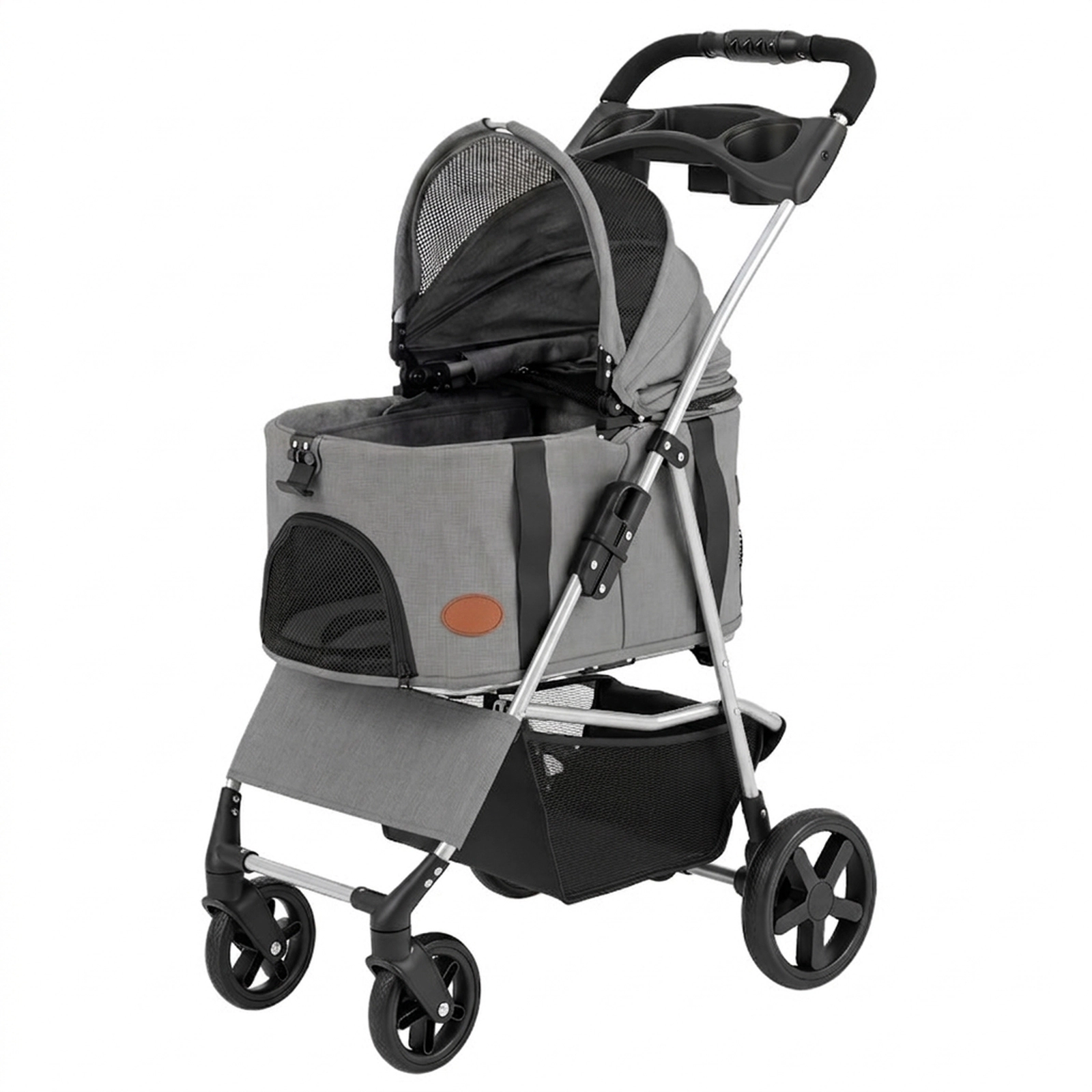 SUGIFT Gray 3-in-1 Pet Stroller with Detachable Carrier 18.5-in W 28.5-in D 39.5-in H 26.5-lb Cart Capacity