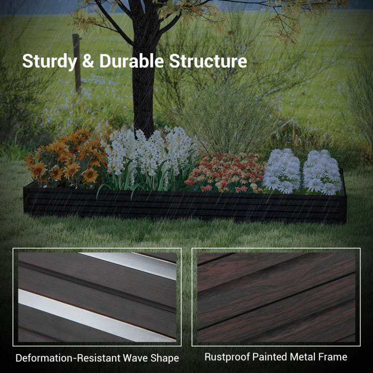 Hivvago Large Outdoor Metal Planter Box For Vegetable Fruit Herb Flower-Coffee