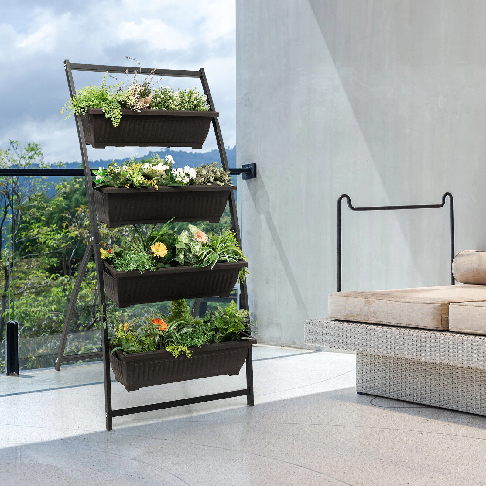 SlickBlue Outdoor 4-Tier Vertical Raised Garden Bed Planter