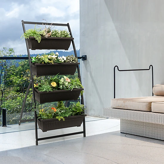SlickBlue Outdoor 4-Tier Vertical Raised Garden Bed Planter