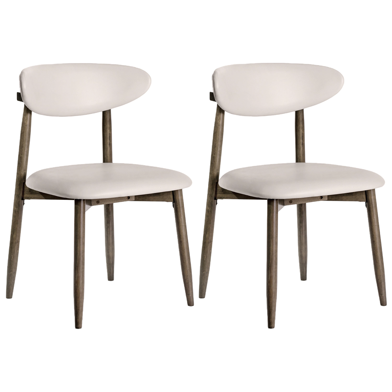 LJG Set of 2 Wooden Modern Upholstered Dining Chairs with Curved Backrest