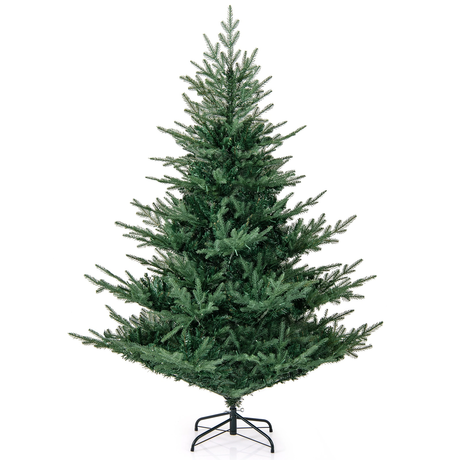 SUGIFT Artificial 6-Foot Hinged Christmas Tree 830 Branch Tips 260 Warm White LED Lights & Folding Metal Stand Green