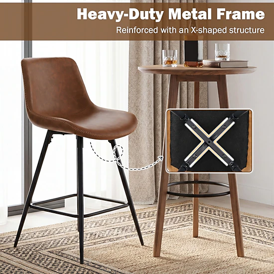 Hivvago 24 Inch Bar Stools Set Of 2 With Backs And Footrests