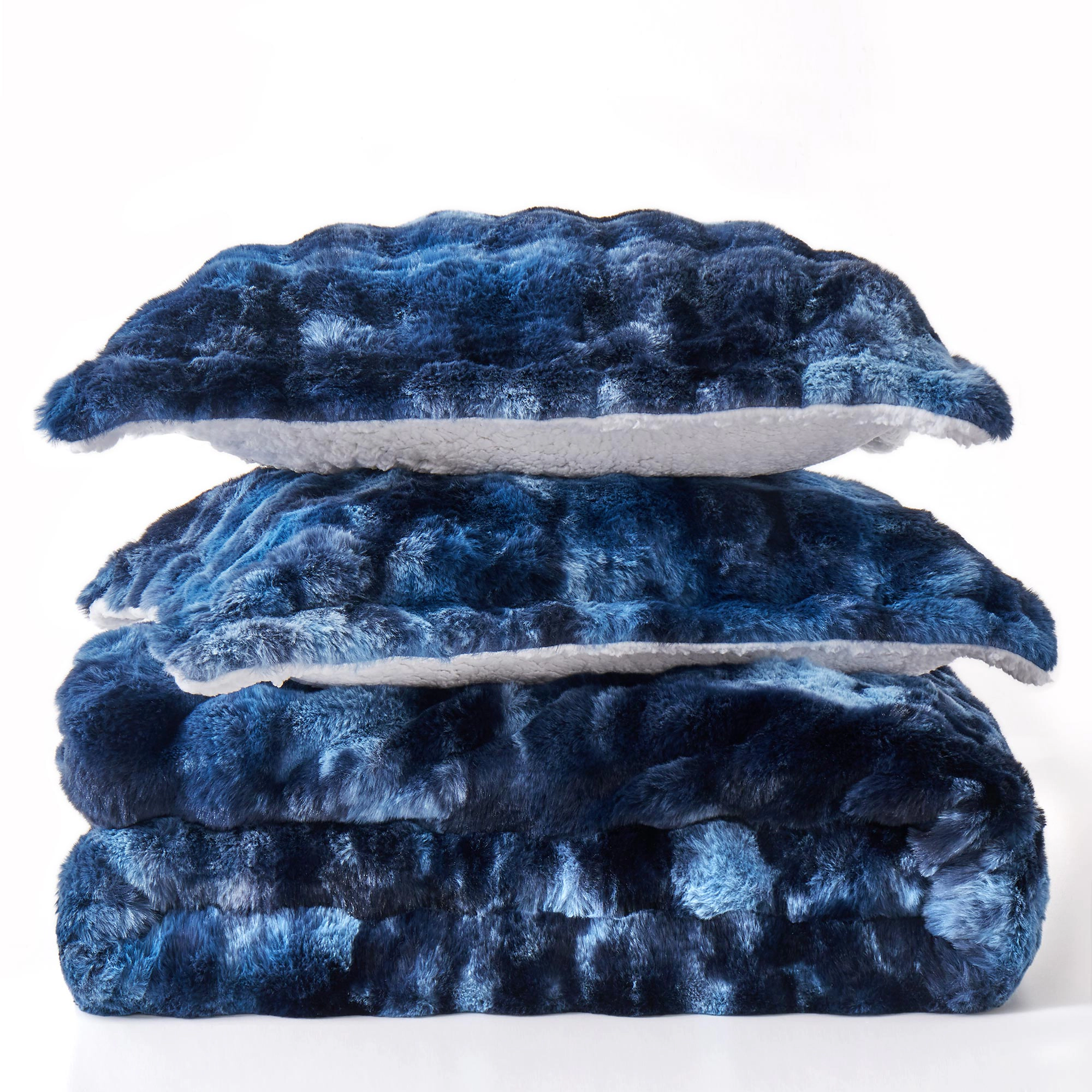 Unikome Dual-Side Fluffy Faux Rabbit Fur Comforter Set, Plush Fuzzy Bedding Set